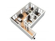 1x1 furnished