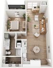 Experience urban elegance with this thoughtfully designed apartment layout.