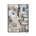 Explore luxurious living with this stylish one-bedroom apartment layout.
