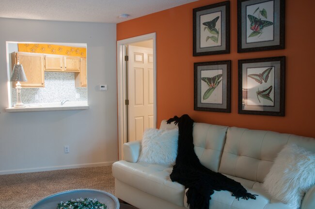 Living room with kitchen/bar area