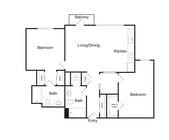 B6 | 2 bed 2 bath | 1,075 sq. ft.