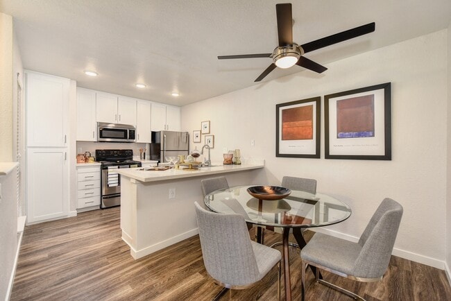 Dining Area with Wood Inspired Floors