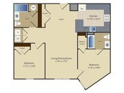 Two Bedroom Two Bath (1005 SF)