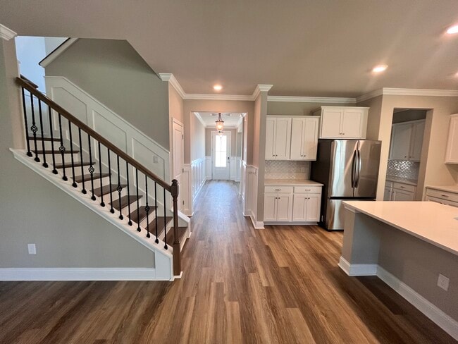 Gourmet kitchen and entry hall
