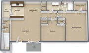 2BR, 1BA - 844 SF