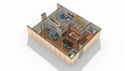 1 BR x 1 BA - E Floorplan