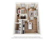 1 Bedroom Penthouse Floorplan w/ private outdoor patio