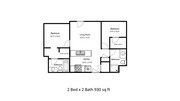 2 Bed 2 Bath 930 sq ft