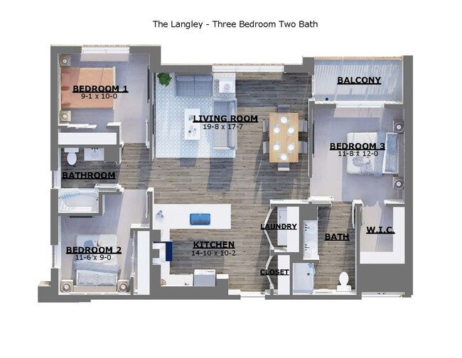 The Langley - Three Bedroom Two Bath - The Langley - Three Bedroom Two  Bath Apartamento Unidad 7550-104