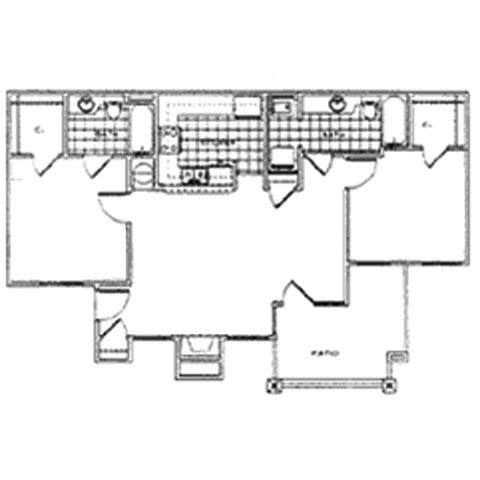 2BR/2BA 1000 SQ FT - 2 Bed (Fireplace / Vaulted Ceiling Optional)