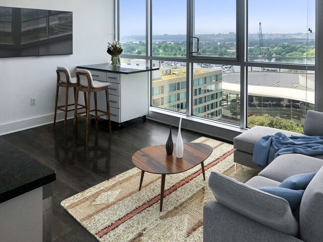 Apartment living room at the Lex - Lex and Leo at Waterfront Station Apartments