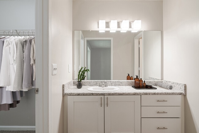 Bathroom with Large Vanity and Tub