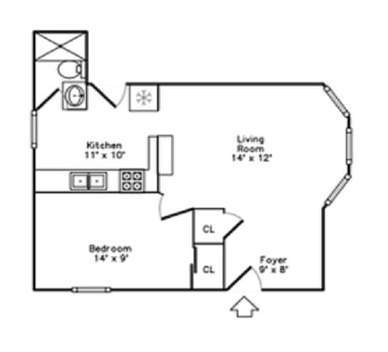 Floor plan - 1566 Dewey Ave Unit 2R