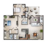 2 bedroom with patio (Brant)