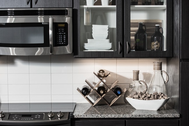 Subway tile backsplash and unique cabinetry