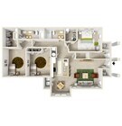 3 Bed/2 Bath Upstairs floor plan Hawthorne Village