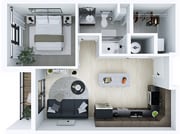 1A-1 Floorplan - 527sf