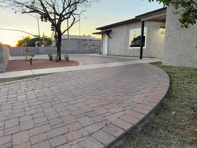 Circular paved driveway