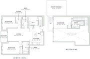 1,345 square foot two bedroom, three bath penthouse apartment home with mezzanine