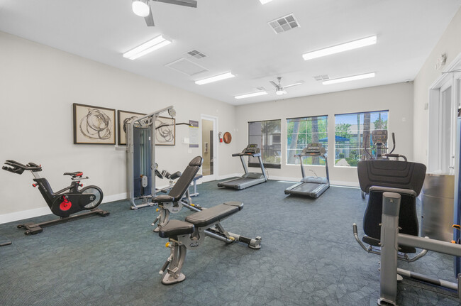 Stay active with a fully equipped fitness center right at home.