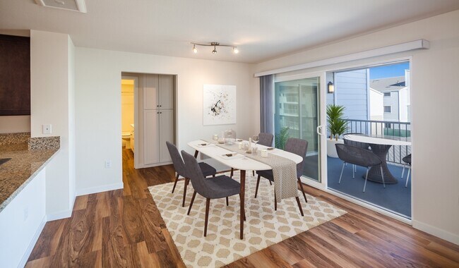Spacious dining room with ample natural lighting