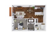 1 Bedroom 1 Bathroom Apartment Floorplan