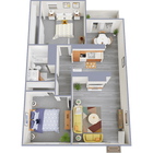 Two Bedroom One Bath Floor Plan