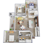 Experience modern living with this thoughtfully designed 3D apartment layout.