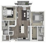 The WHISPERING | TWO BEDROOM, TWO BATH, 1147 TOTAL SF WITH BALCONY/PATIO