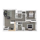 2 Bedroom 936 SqFt_3D