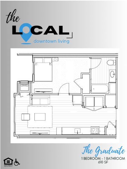 The Graduate 1 Bed 1 Bath 610 SF - The Local Apartments