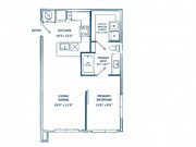 E1C | 1 dormitorio, 1 baño | 605 pies cuadrados
