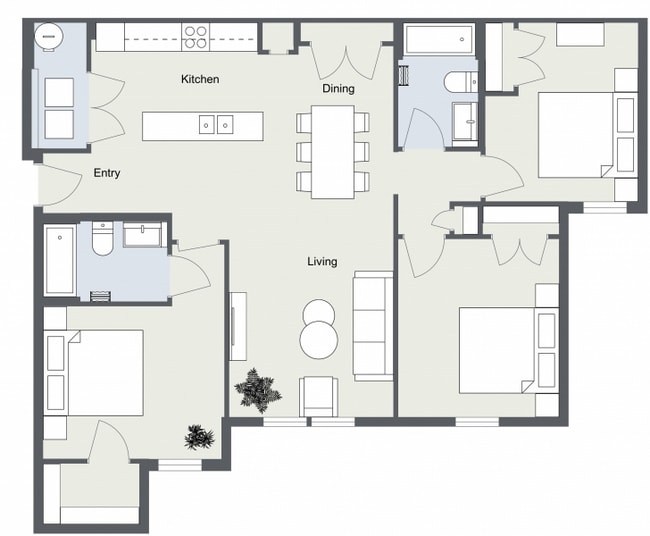 Monroe 3 Bedroom - Level 1 - 2D Floor Plan.jpg - Monroe Landings