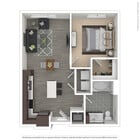 Spacious two bedroom apartment with a kitchen island and washer/dryer included