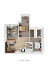 2BR, 1BA - Floor Plan