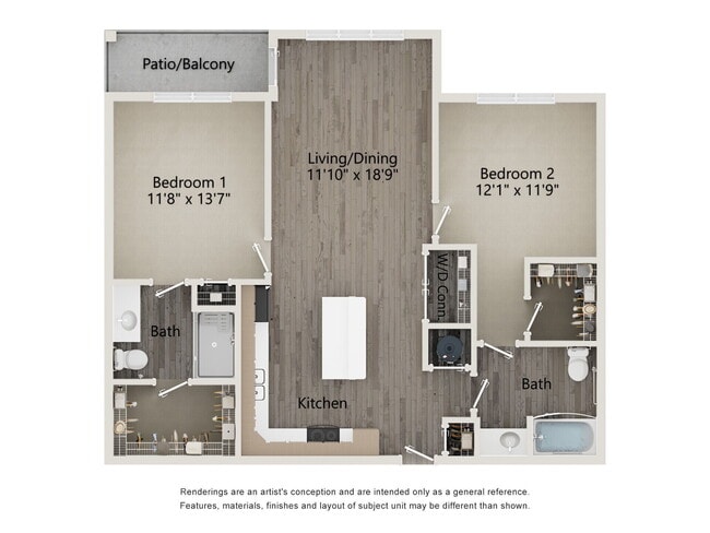 The Villas at Harbour Cove - 2 Beds, 2 Baths, A, 1051 sq. ft.
