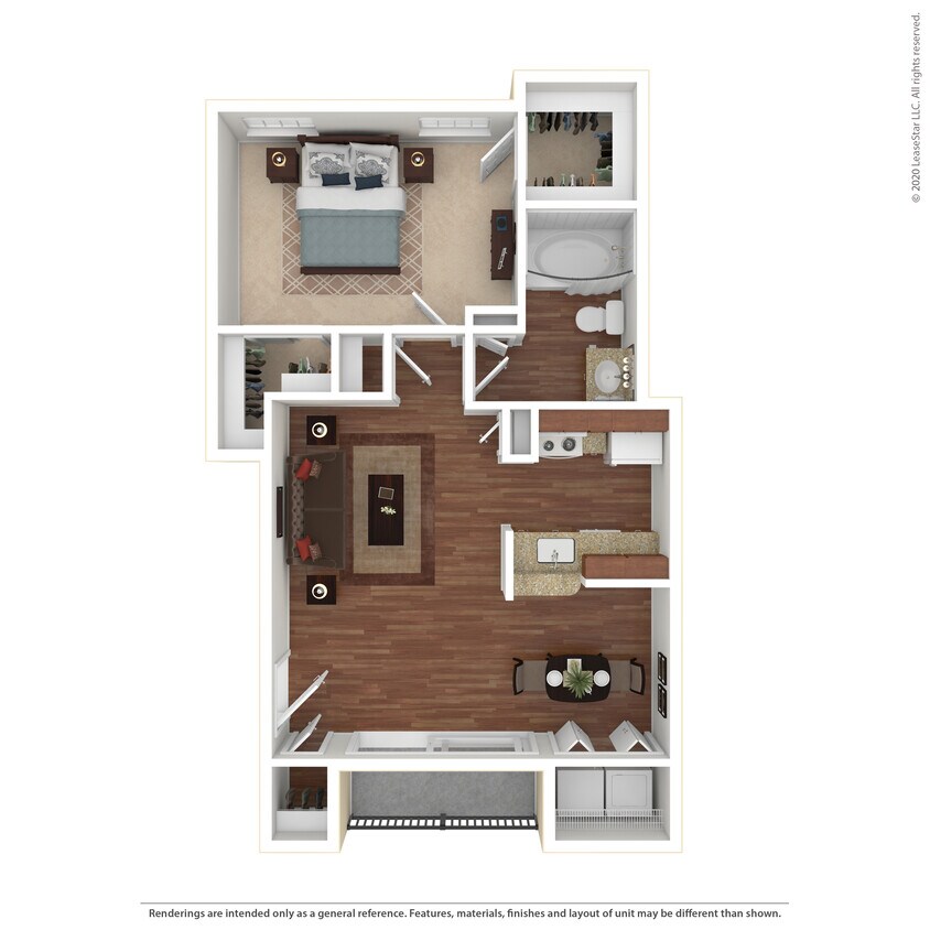 Floor Plan - 1 Bed 1 Bath 708 SqFt (676 Net)