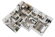 Sage Point Village Apartments 2 Bedroom 1 Bathroom 3D Floor Plan in Ammon ID