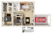 Ranch- Attached Garage 2 Bdrm