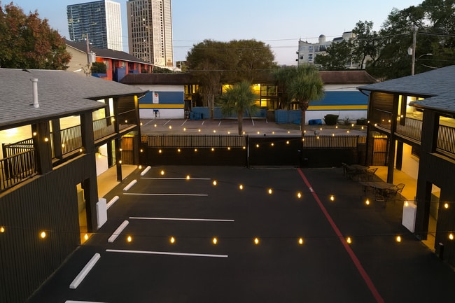 1504 and 1508 Units View with String Lights - The Block At Montrose