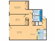 2 BR 2 BA 988 Floorplan