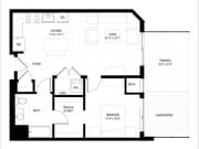 1 Bed F floor plan District 1860
