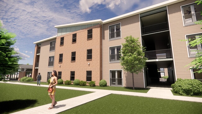 Rendering of exterior - Commonwealth Court Apartments