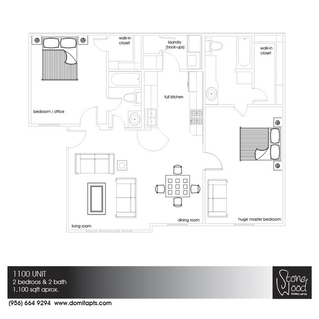 1100 Unit 2bd/2ba