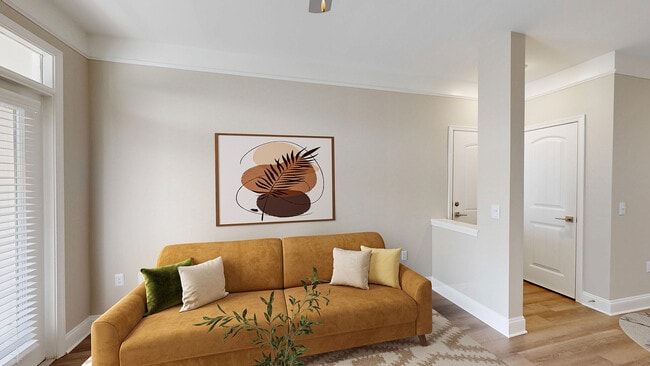 Newly Renovated Living Room with Hardwood-Style Flooring