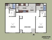Double Master 2BR, 2BA - 1190 SF
