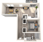 Studio, 1 bathroom