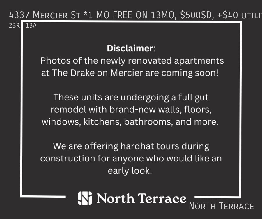 4337 Mercier St *1 MO FREE ON 13MO, $500SD, +$40 utility, W/D, ss applicances*-2S - 4337 Mercier St *1 MO FREE ON 13MO, $500SD, +$40 utility, W/D, ss applicances*-2S Unit 2S