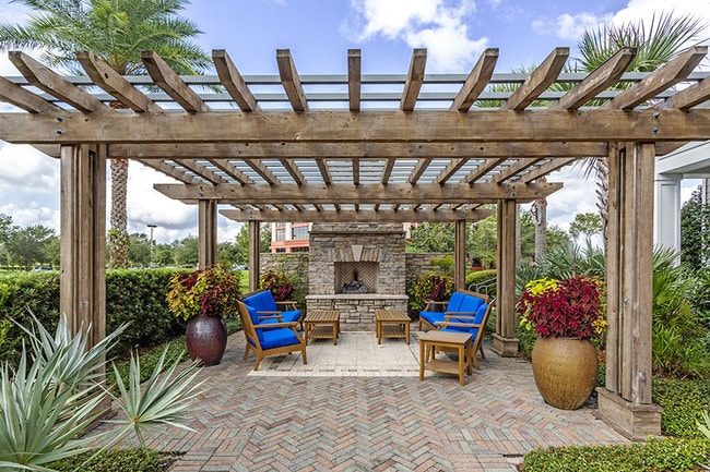 Poolside Lanai with Fireplace Conversation Area