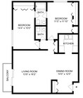 2x1.5 | Plano de planta de 2 habitaciones